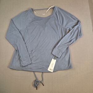 Calvin Klein Performance Long Sleeve Drawstring Top Blue XS NWT